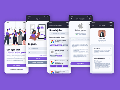 Job Search Mobile App UI design figma job job finder job search mobile app ui user interface