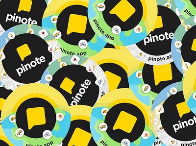 Pinote Stickers brand emoji logo map pin