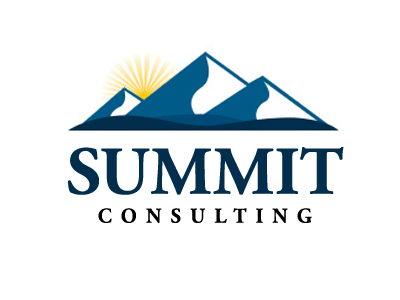 Summit Consulting Logo blue consulting logo mountains yellow