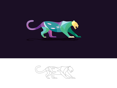 Colorful Panther Logo Design Icon