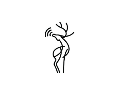 Deer Icon animal black white clean hunting line art modern professional wi fi