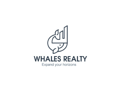 Whales Reality Logo building clean corporate gray professional realestate whale