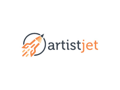 artistjet Logo artist clean creative jet orange pencil professional