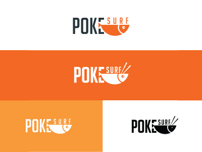 Poke Surf Logo chop stick clean creative fish fishbowl food poke fish resturant vibrant