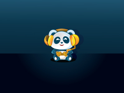 Panda with Headphone clean headphone icon illustration illustrator mascot panda