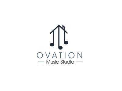 Ovation Music Station Logo clean creative design logo music music notes professional studio