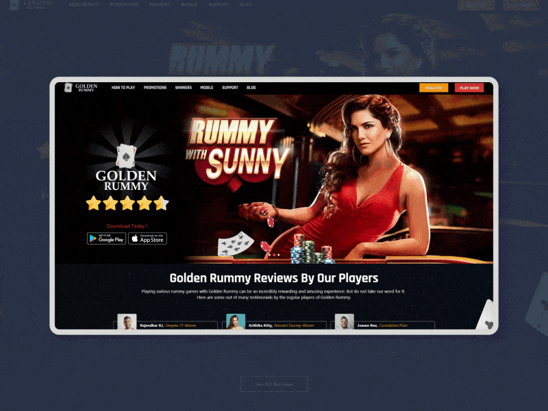 Golden Rummy webpage 🤞 branding design dribble shot mobile ui motion graphics user interface design web design xd
