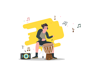 A lovely musician. boy drum illustration note person sound