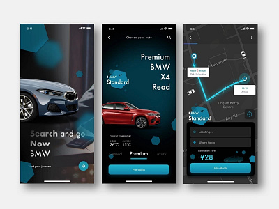 Car Booking App black car car booking dark ui