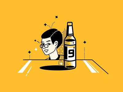 BEER!!!!!!!!!!! clean colorful illustration yellow
