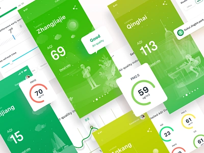 Air quality monitor App green ui