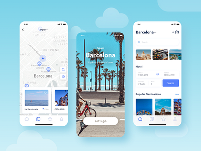 Travel app app blue clean ui