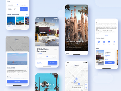 Travel app app blue clean ui