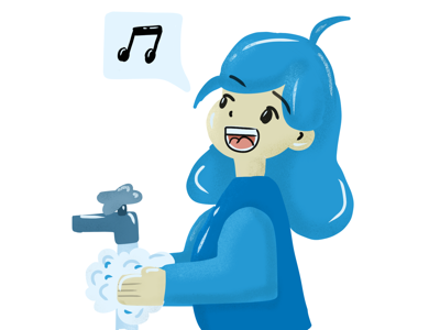 Wash and Sing - White BG coronavirus covid19 handwashing illustration procreate