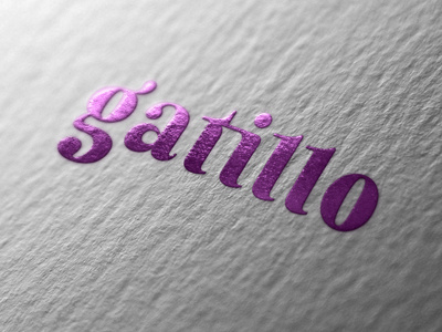 [Logo] Gatillo bodoni lettering ligature logotype metal foil purple type typography