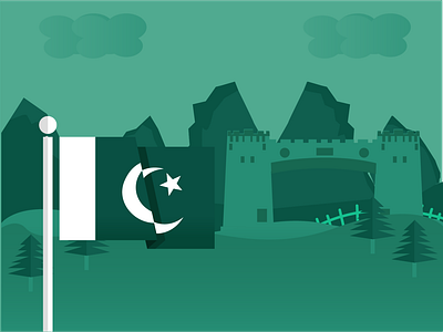 Pakistan Flag and Babe Khyber Illustration
