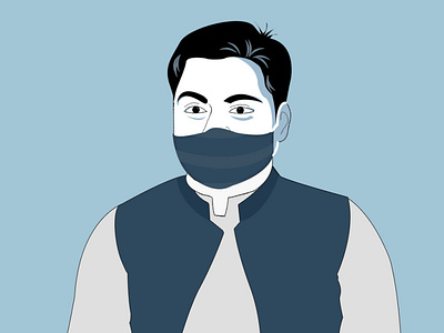 Self Illustration with Mask | Hammad Ali Shah coronavirus covid19 hammad ali shah illustration mask vector virus