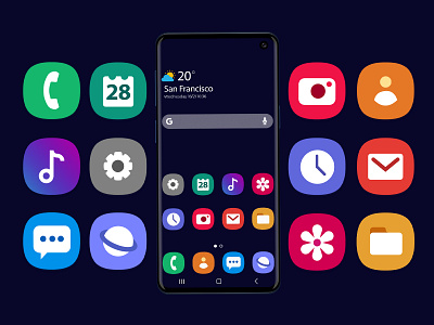 Galaxy S10 Mockup and Icons Pack