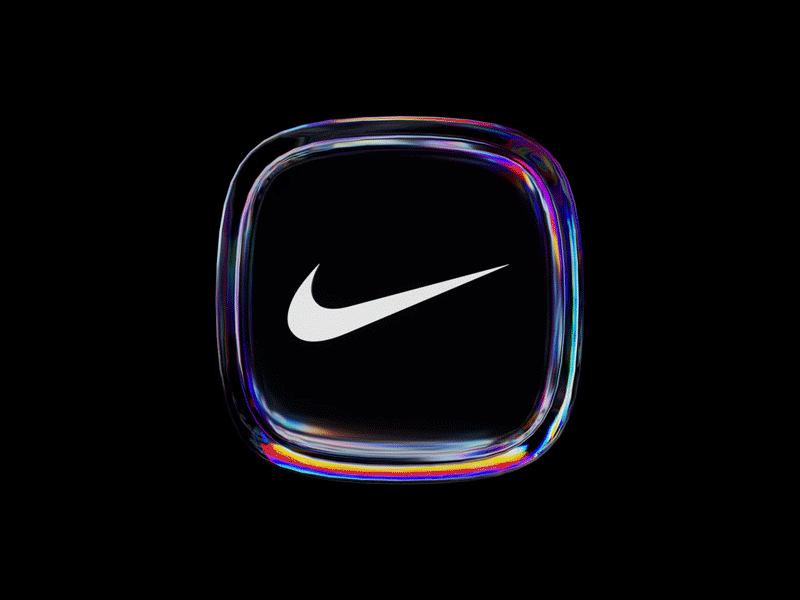 App Icon 3d animation app blender glass holographic icon iridescent nike