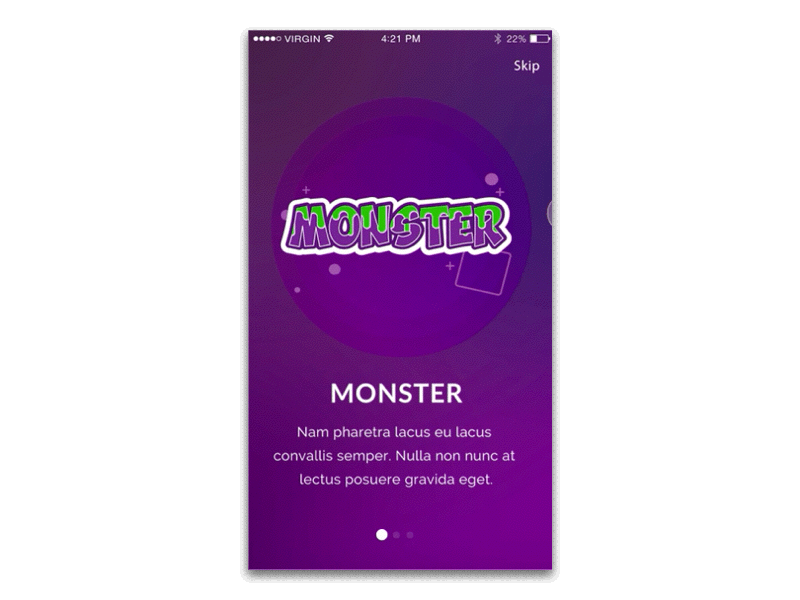 Onboarding the monsters animation boarding concept iphone monsters on principle tutorial