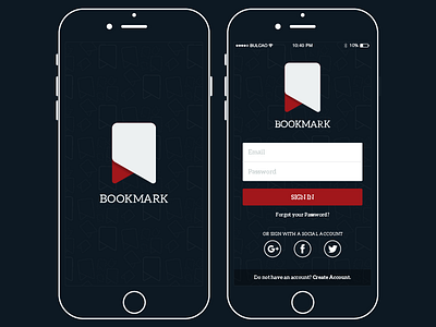 Bookmark app bookmark icon initial screen ios login screen mobile sign in splash