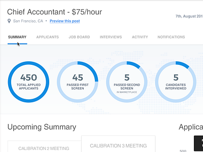 Crossover Recruitment Dashboard UI Design app flat dashboard interface jobs dashboard layout summary ui design