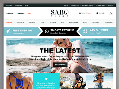 Saboskirt Responsive : Home banner design clean ecommerce fashion flat icon design shopping store ui design