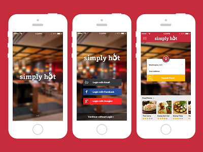 Simply Hot - App UX/UI Design android app login screen mobile app social app user interface uxui app