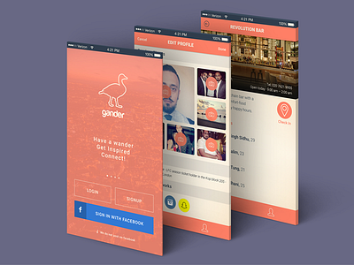 Gander - IOS App interface ios app ios social app mobile app prototyping