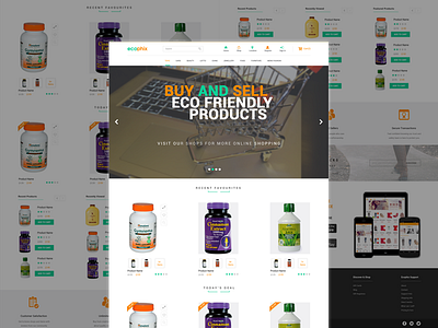 Ecophix UI Design buttons colorful creative design flat home landing logo page slider typography ui