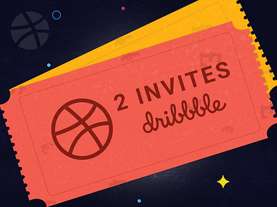 2 Dribbble Invites clean color design dribbble graphics invitation invite ticket ui