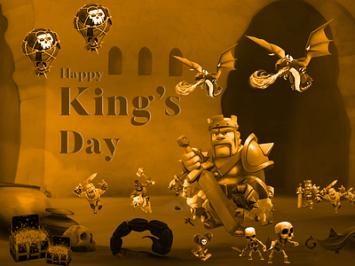 Happy King's Day design balloon dragon festival illustration king treasure