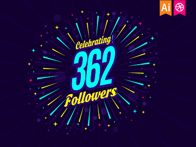 Celebration of a 362 followers achievemen celebration follow follower following happy identity lettering logo milestone typography