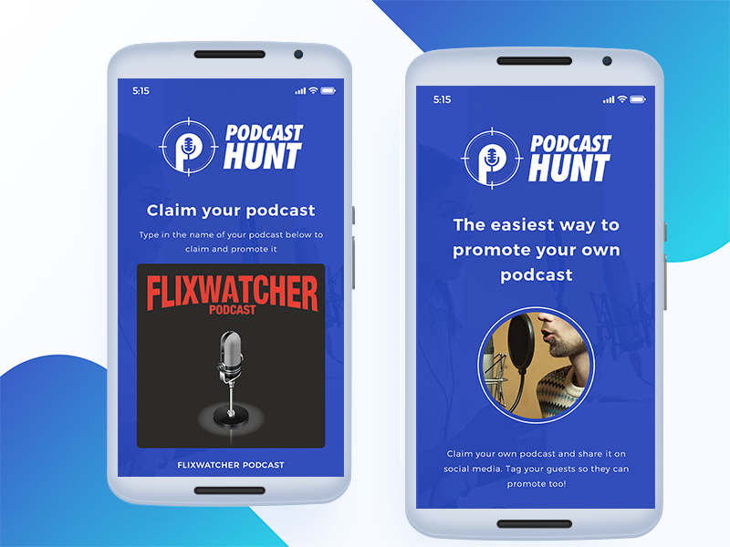 Podcast Hunt - App Design combination typography color design uiux app music app