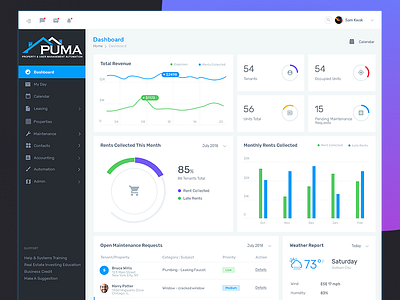 Property Management - Dashboard Design color combination dashboad icon logo property management ui