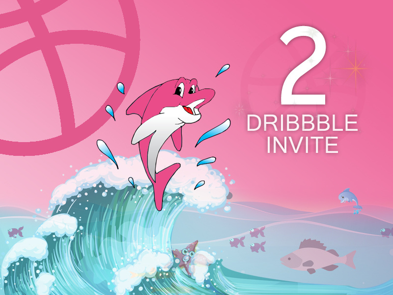2 Dribbble Invite combination colors palette fish water transparency illustration invite gradients dribbble colors