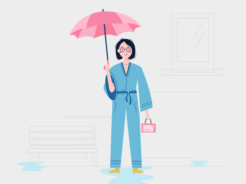 Rainy day design gif girl illustration rainy 插画