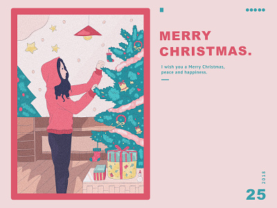 Merry Christmas design illustration girl merry christmas 插画