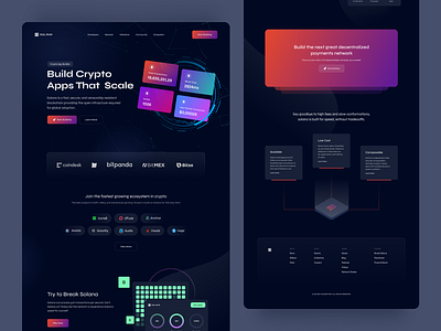 Crypto Landing Page design - Solana Redesign btc landing page clean crypto crypto wallet cryptocurrency dark design landing page landing page design minimal modern solana trendy ui design ux web design