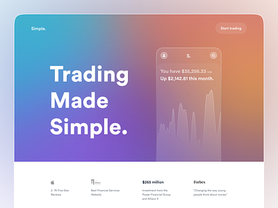 Simple - Crypto Trading Landing page