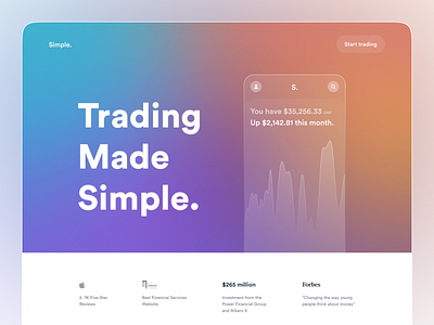 Simple - Crypto Trading Landing page blockchain clean crypto crypto advertising crypto dashboard crypto landing page crypto trade crypto ui design landing page minimal nft popular trade trading ui ui design