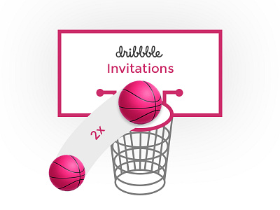 Dribbble Invitation x2 2x ball denboroda design dribbble first shot illustration invitation invite thanks ui x2