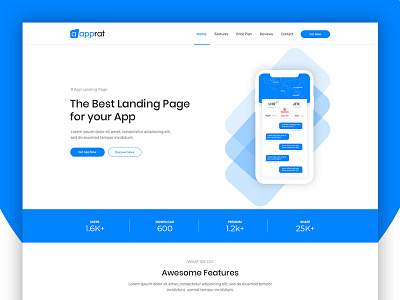 Apprat - App Landing Page for Product Marketing adbusiness app app landing page landing page one product marketing website