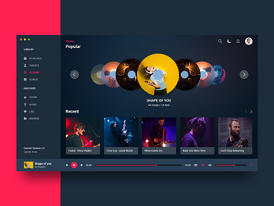 iMusic Dark - Apple OS Music Player album app best black clean dark flat interface mac minimal music music player os playlist spotify ui ui design ux web design