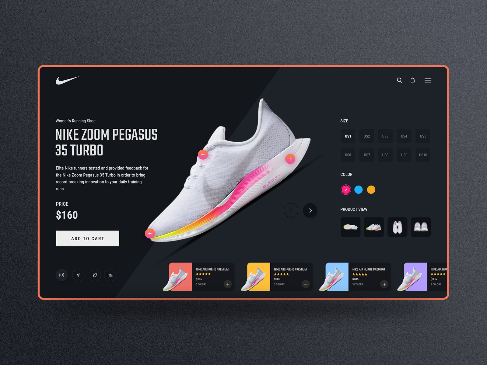 Nike Zoom Shoe Design Dark UI by ΞASIN 