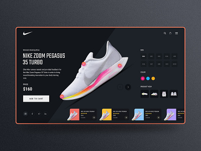 Nike Zoom Shoe Design Dark UI black branding clean creative agency dark dark ui design designers minimal nike nike shoe shoe shoe ui typography ui ui design web design website