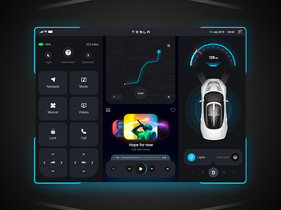 Tesla Model 3 UX UI ai animation automotive car car dashboard car web app center display cluster hmi model3 principle tesla ui ux