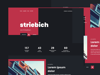 Redesign Concept "Striebich" architect branding clean concept dark design landing matthias page red rosa striebich web webdesign