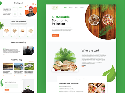 Eco-friendly Leaf Plates Website agricultural agriculture blog ecommerce green app green ui leaves plates sustainable ui ux ui design web web design web ui website websites