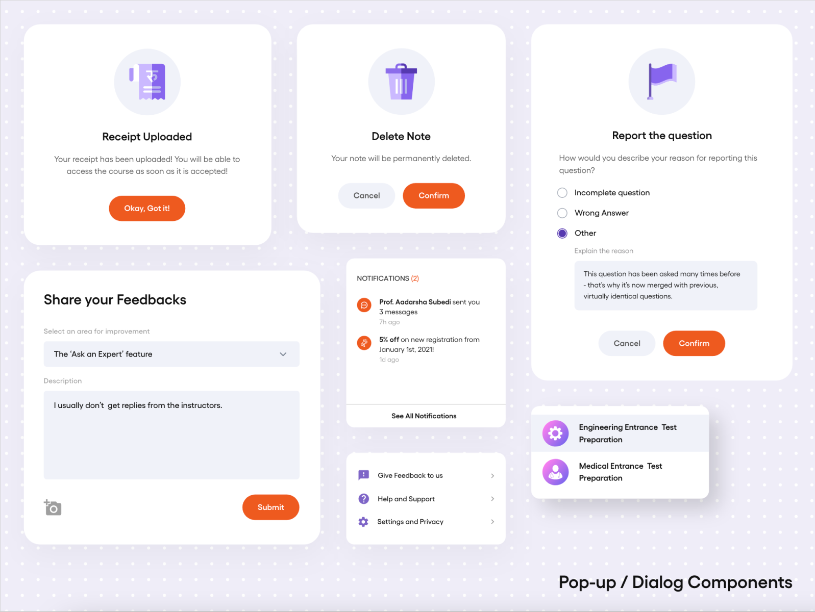 Pop-up / Dialog Components by Aadarsha Subedi on Dribbble